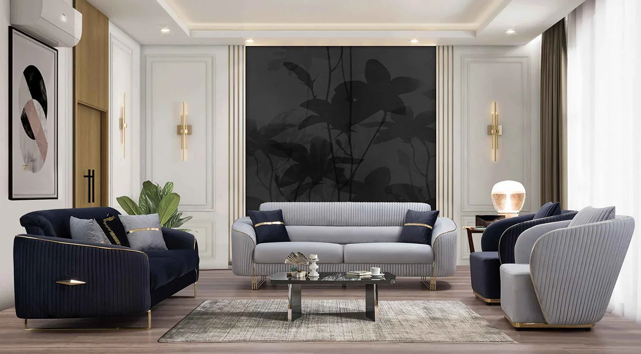 Lotus Gold Metal Ayaklı Yataklı Koltuk Takımı