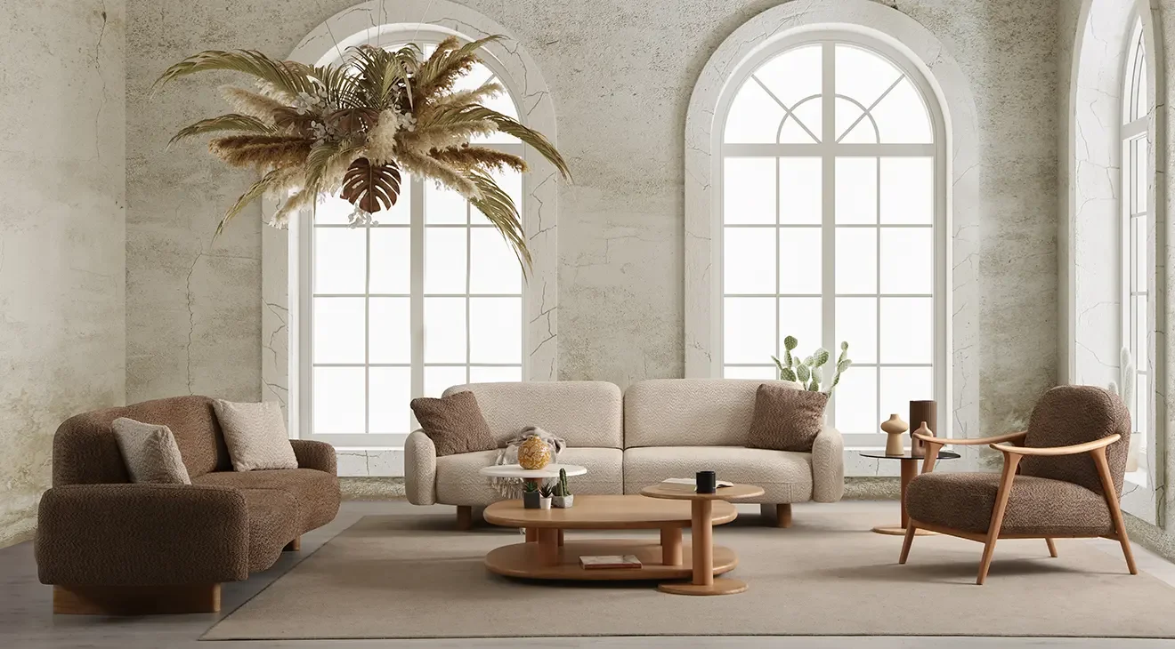 Lucca Ahşap Ayaklı Koltuk Takımı