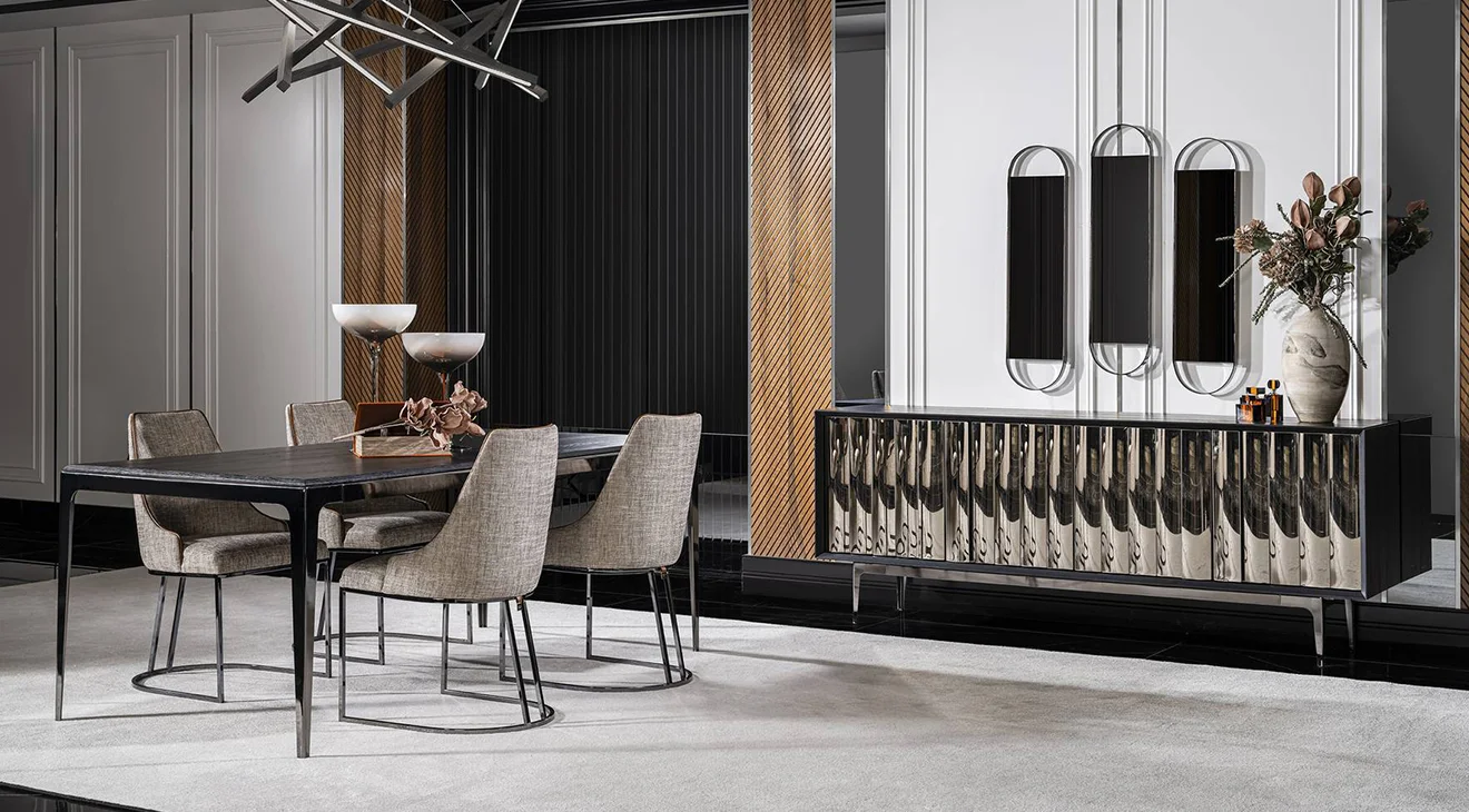 Lucca Metal Ayaklı Modern Yemek Odası Takımı