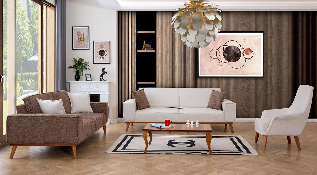 Luke Ahşap Ayaklı Yataklı Koltuk Takımı