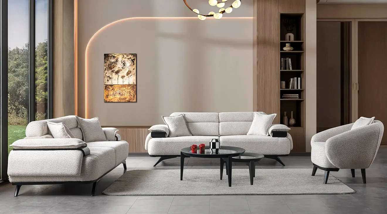 Luna Ahşap Ayaklı Yataklı Koltuk Takımı