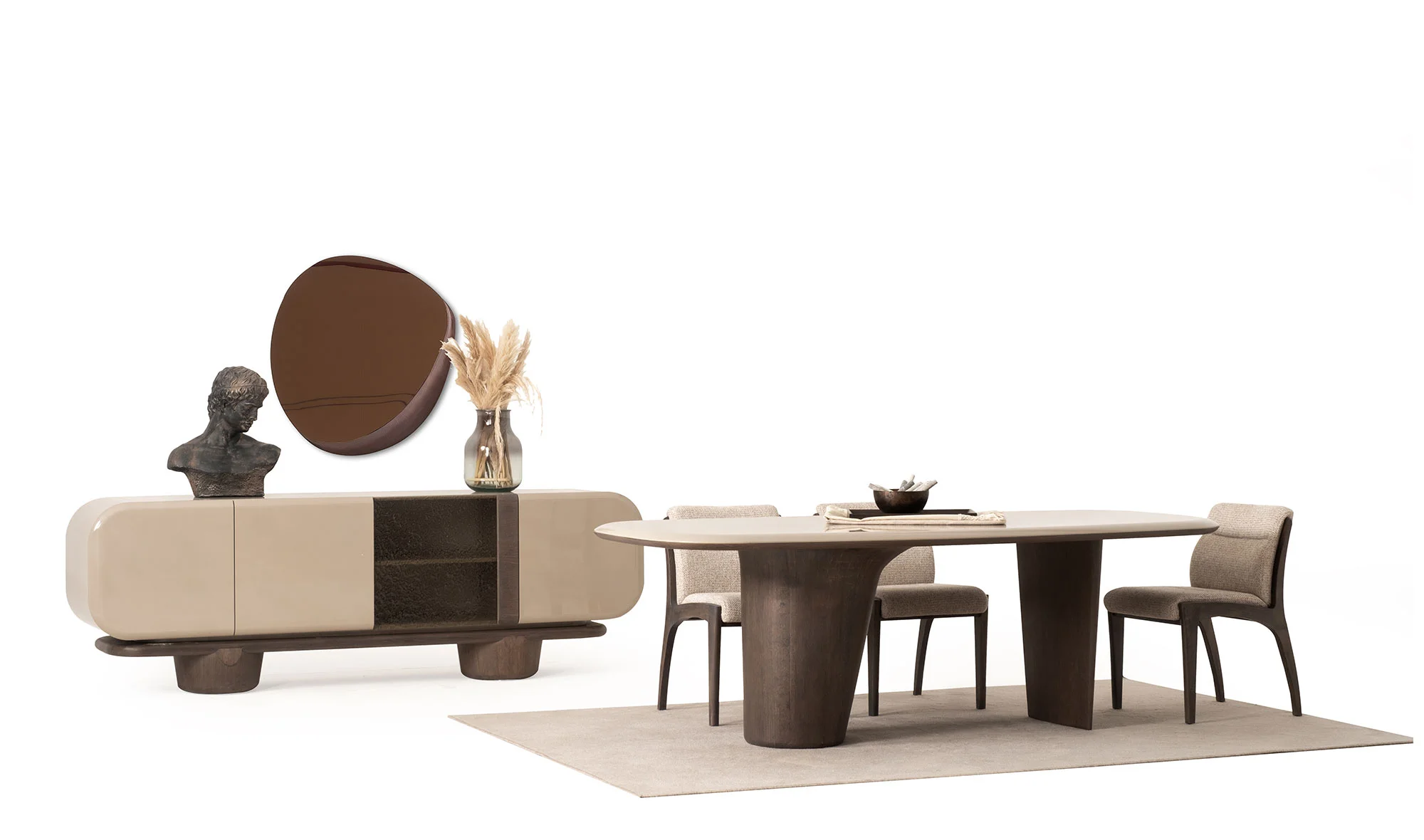 Konsol + Yemek masası + 6 sandalye