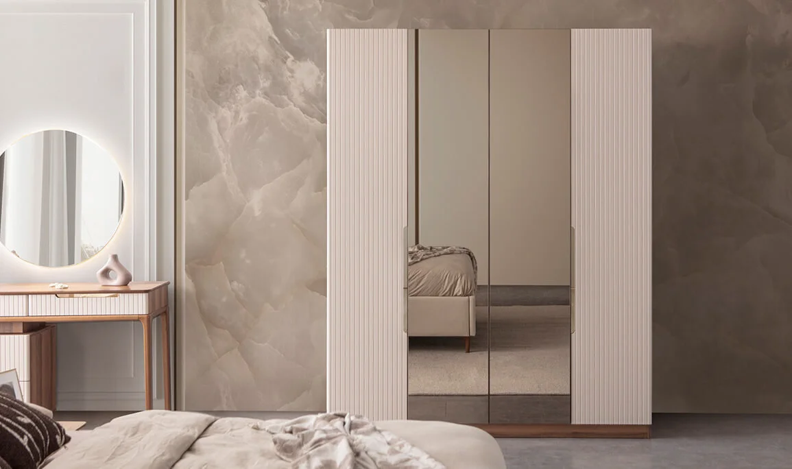 Lusso 4-Door Wardrobe Walnut
