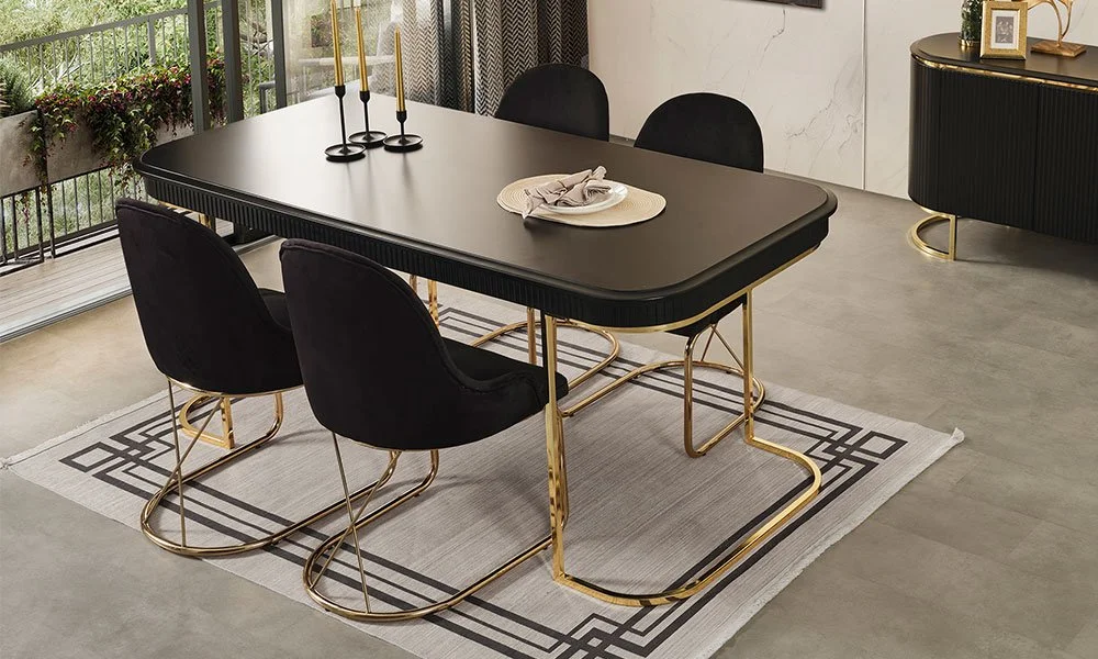 Lyon Siyah Modern Yemek Masası