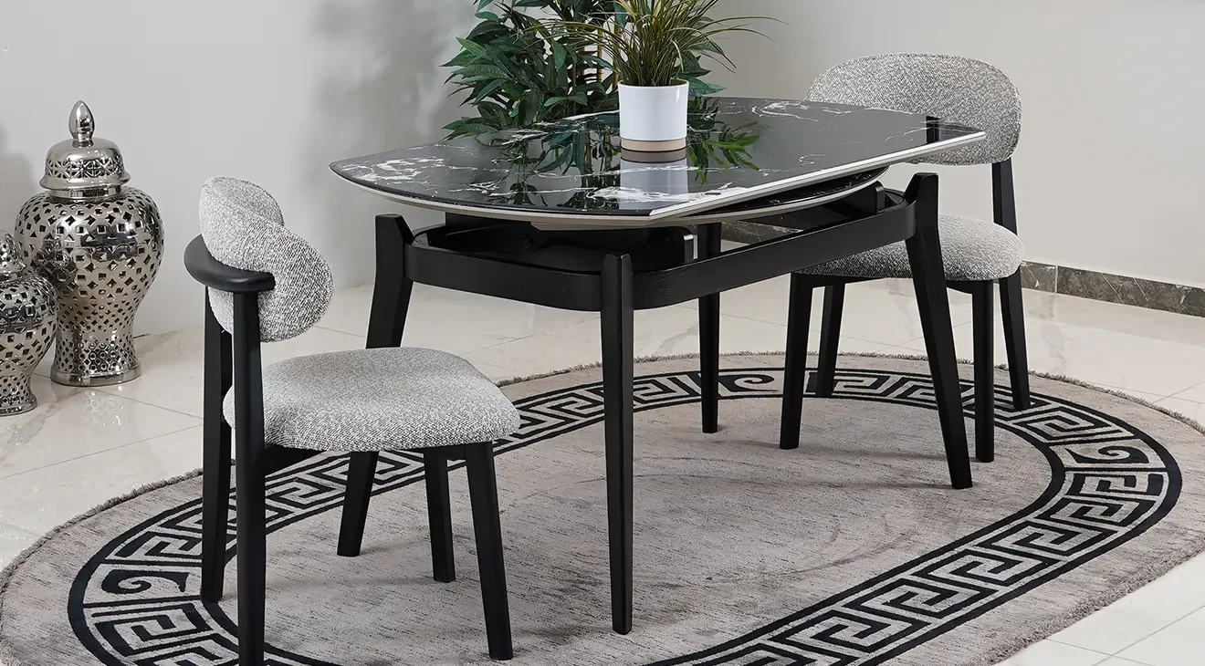 M1 Açılır Yuvarlak Granit Mermer Masa