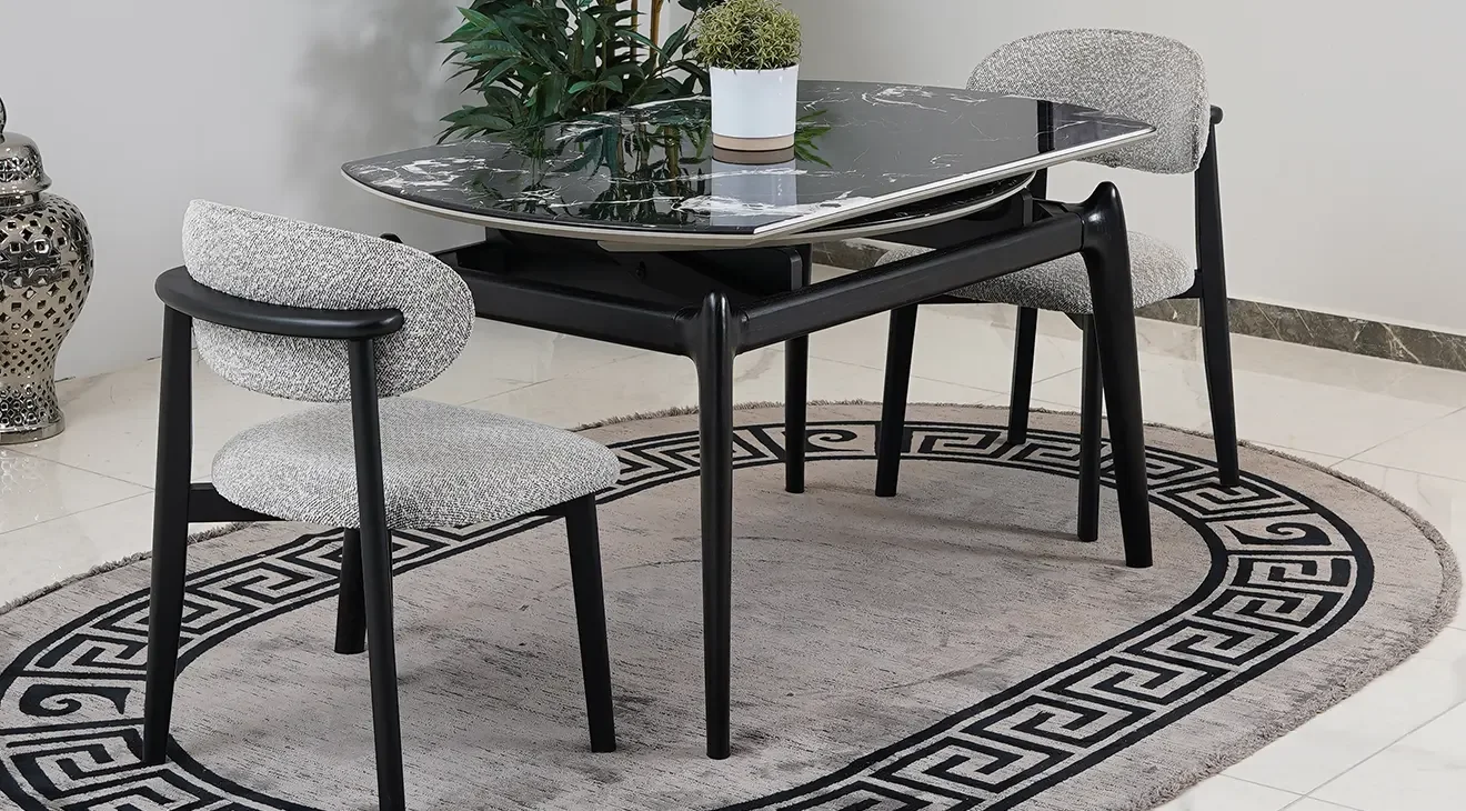 M3 Açılır Yuvarlak Granit Mermer Masa