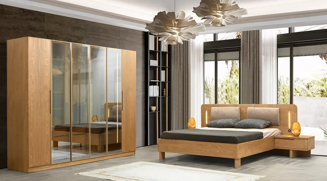 Maldiv 6 Kapaklı Ceviz Yatak Odası Takımı