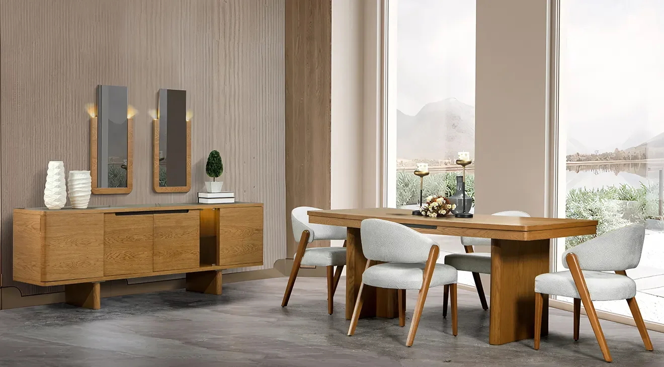 Maldiv Ahşap Ayaklı Yemek Odası Takımı