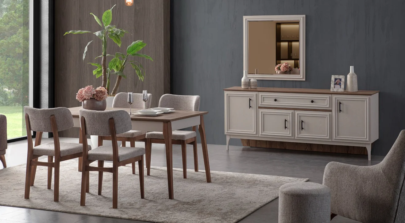 Malta Ahşap Ayaklı Yemek Odası Takımı