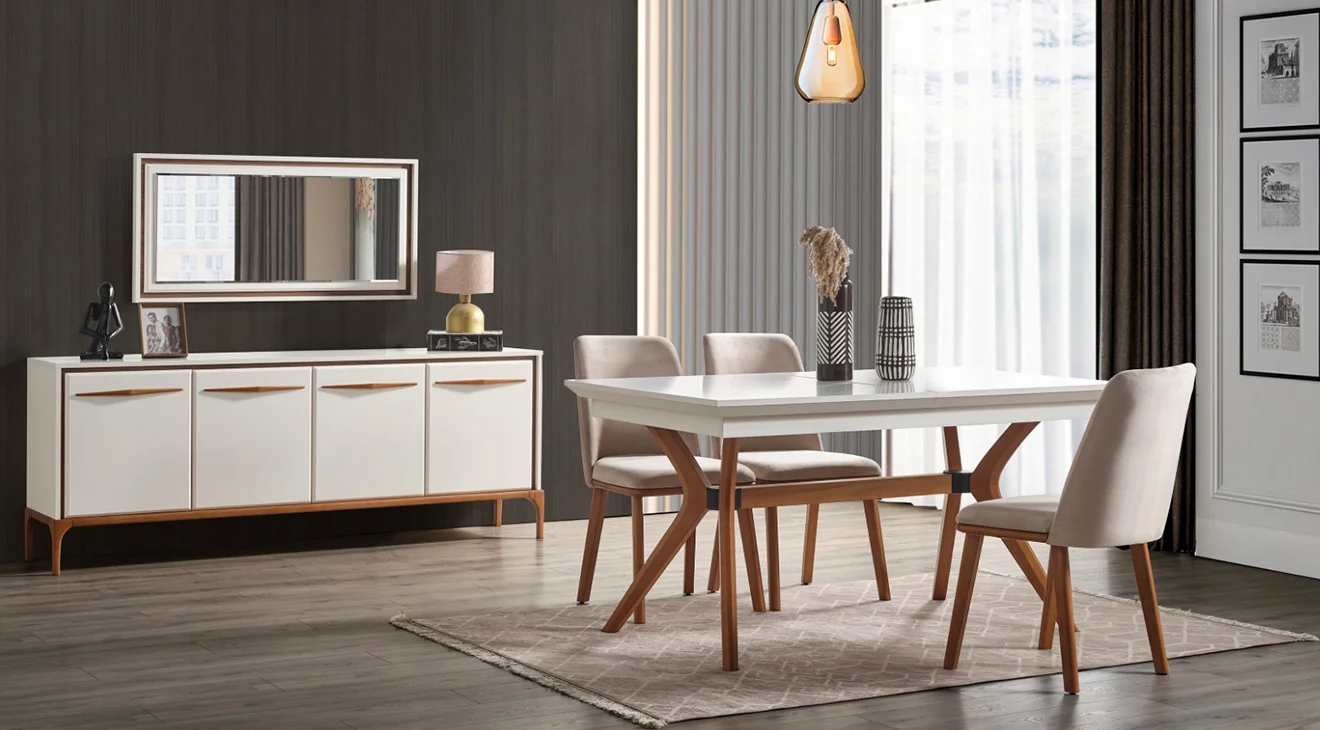 Masal Ahşap Ayaklı Yemek Odası Takımı