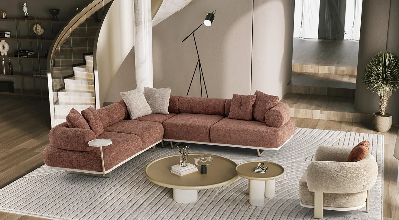 Maserati Metal Ayaklı Köşe Koltuk Takımı