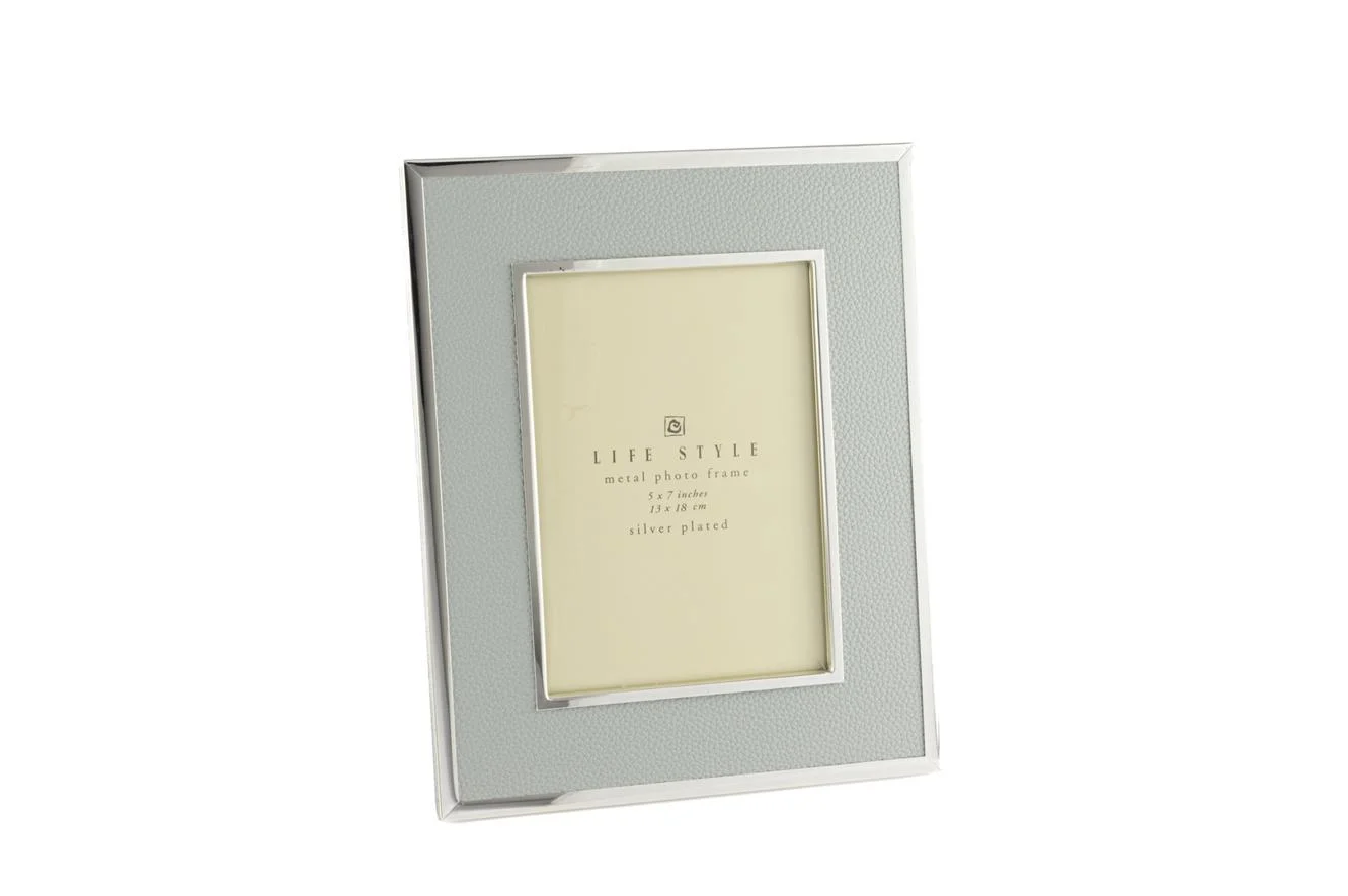 Mavi Gümüş Deri Çerçeve 13x18 cm