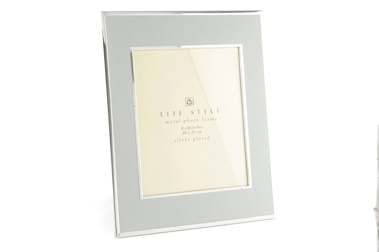 Mavi Gümüş Deri Çerçeve 20x25 cm