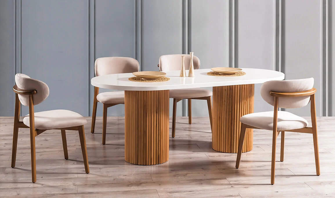 Merit Kitchen Table Set Walnut Ecru