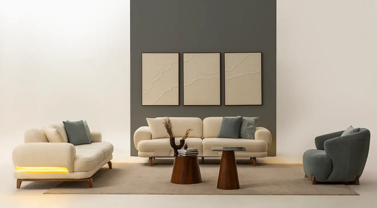 Milan Ahşap Ayaklı Koltuk Takımı