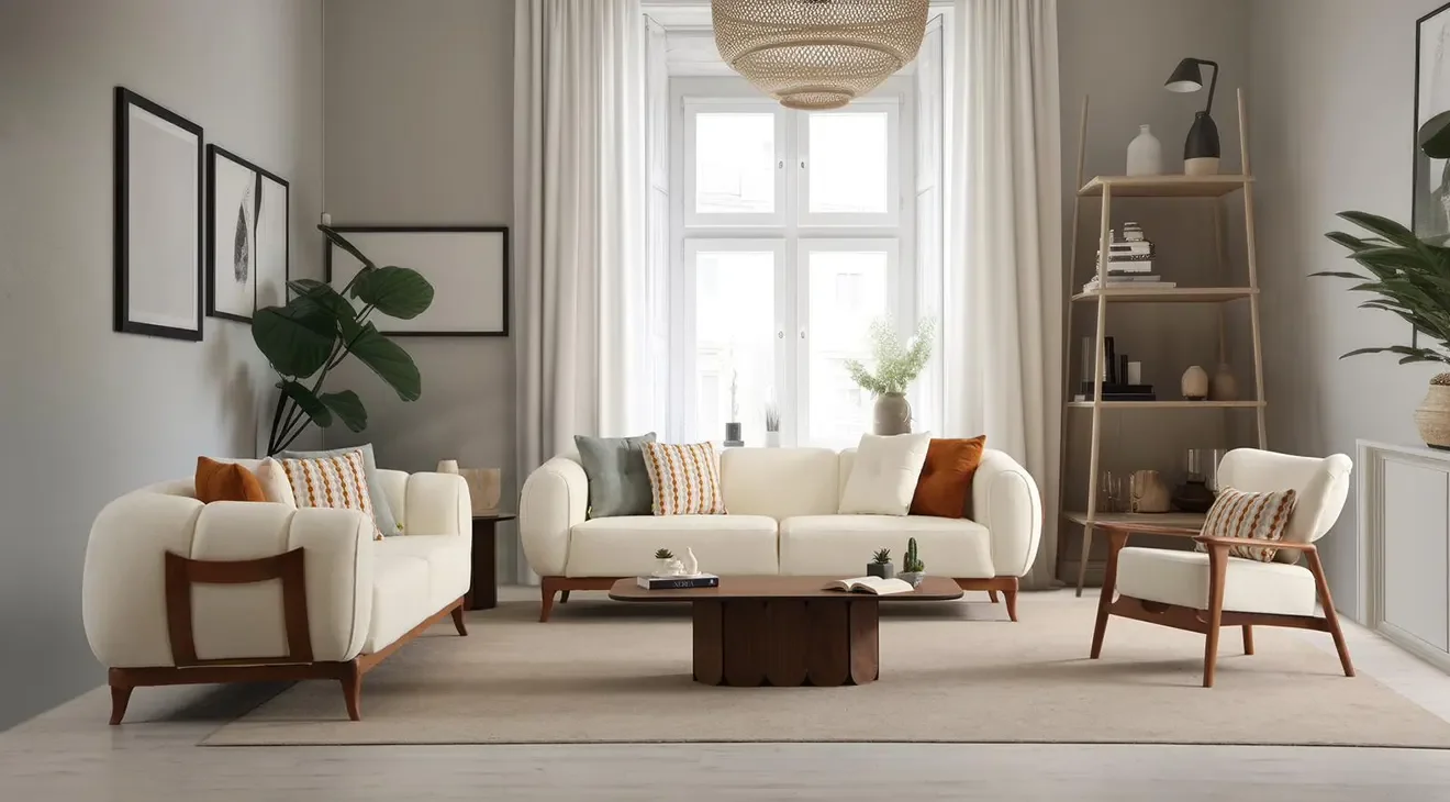 Milas Ahşap Ayaklı Modern Koltuk Takımı