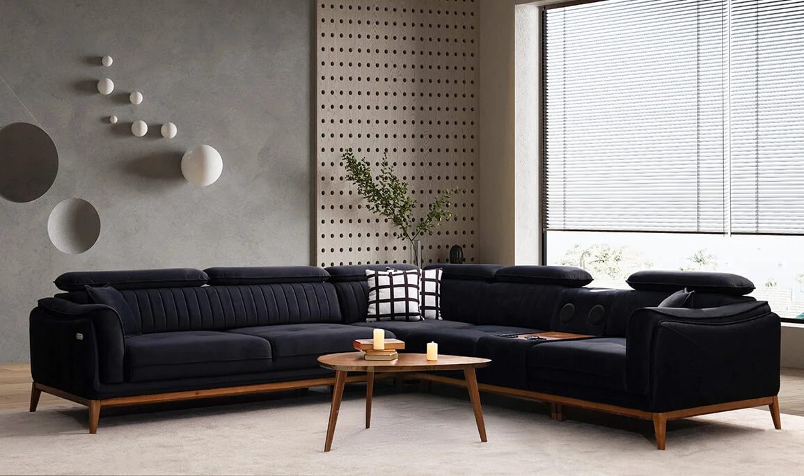 Milas Schwarze L-Ecke-Set