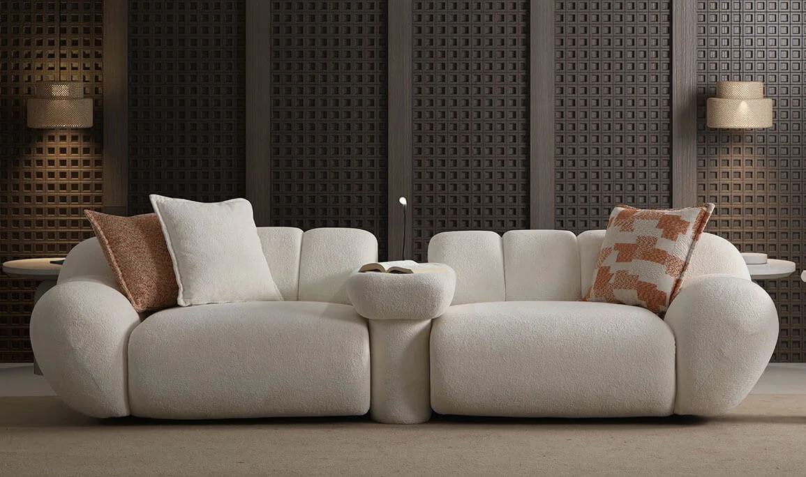 Molivo Vierer-Sofa mit Beleuchtung und Couchtisch