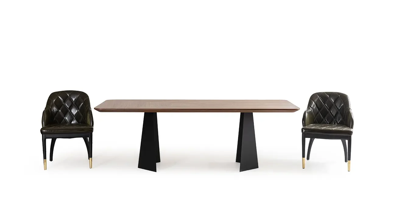 Monaco Metal Ayaklı Ceviz Masa