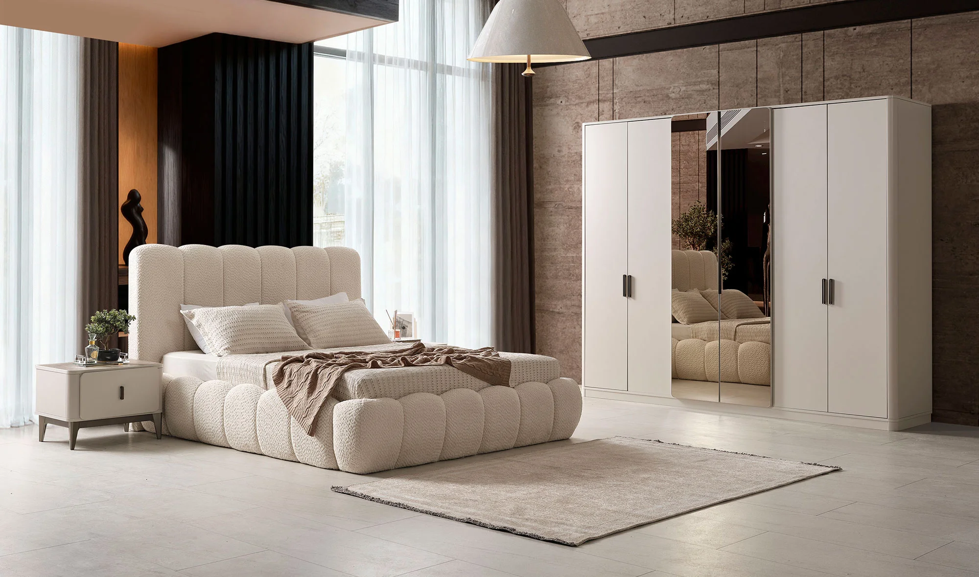 Gardrop + Karyola + Şifonyer + 2 Komodin