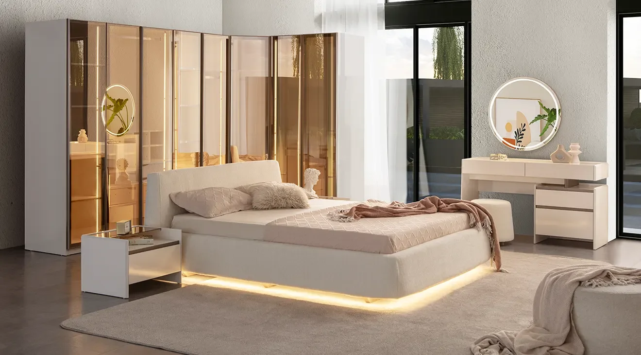 Monza Köşe Dolaplı Yatak Odası Takımı