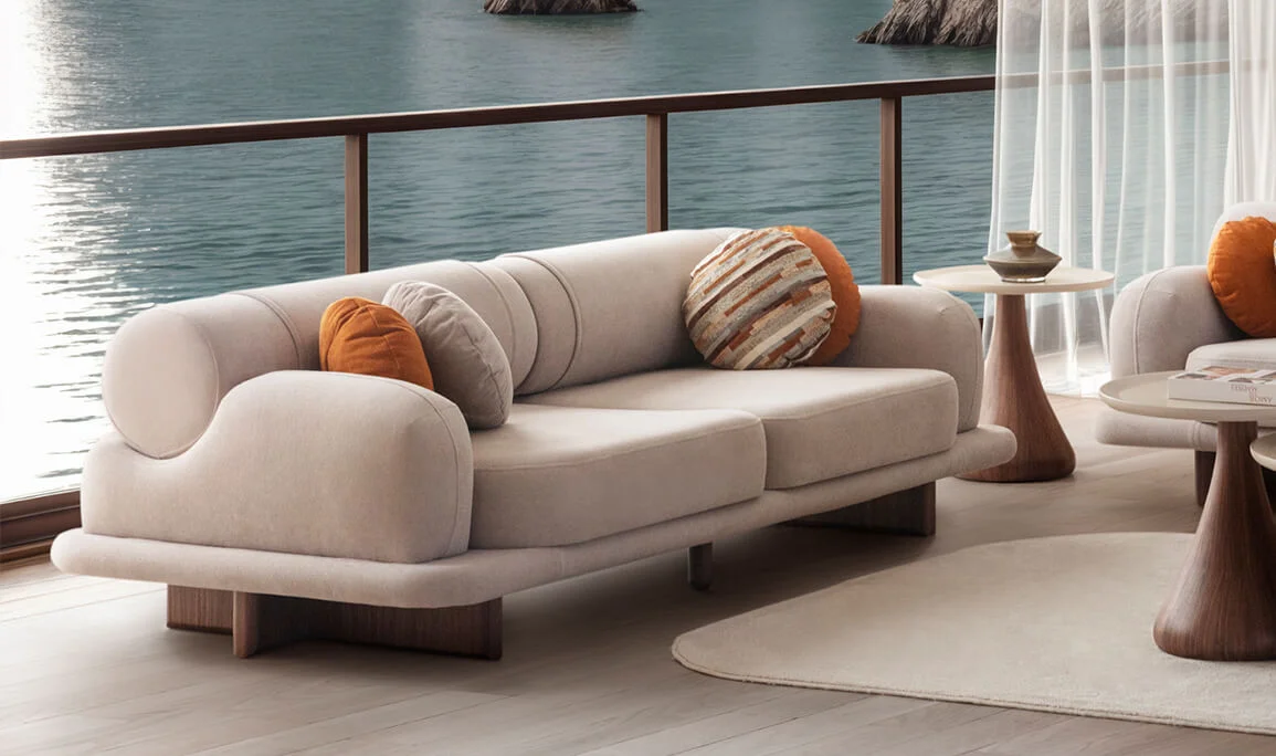 Moon Ceviz Dreisitzer Sofa