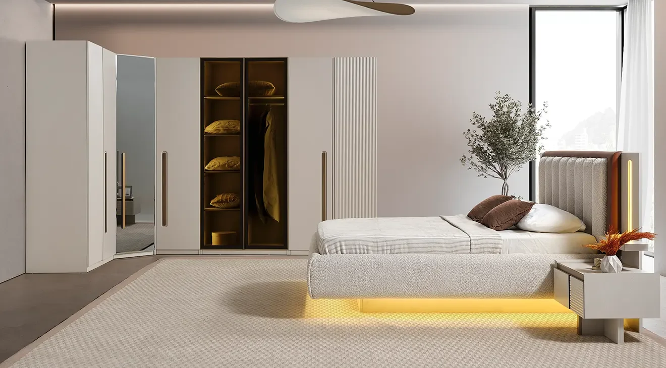 Moon Köşe Dolaplı Yatak Odası Takımı