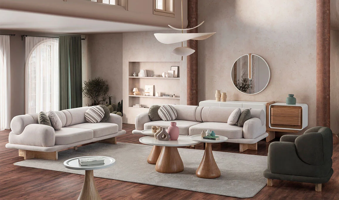 Moon Oak Sofa Set