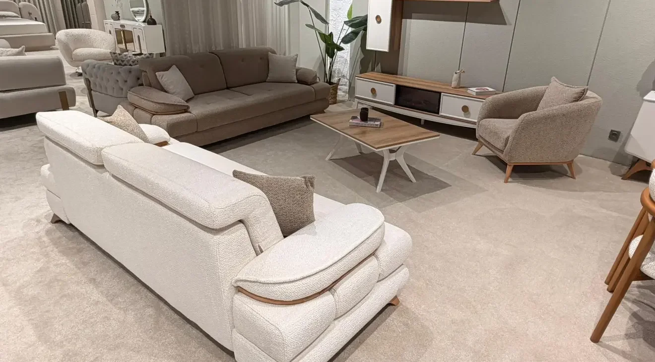 Mostar Ahşap Ayaklı Yataklı Koltuk Takımı