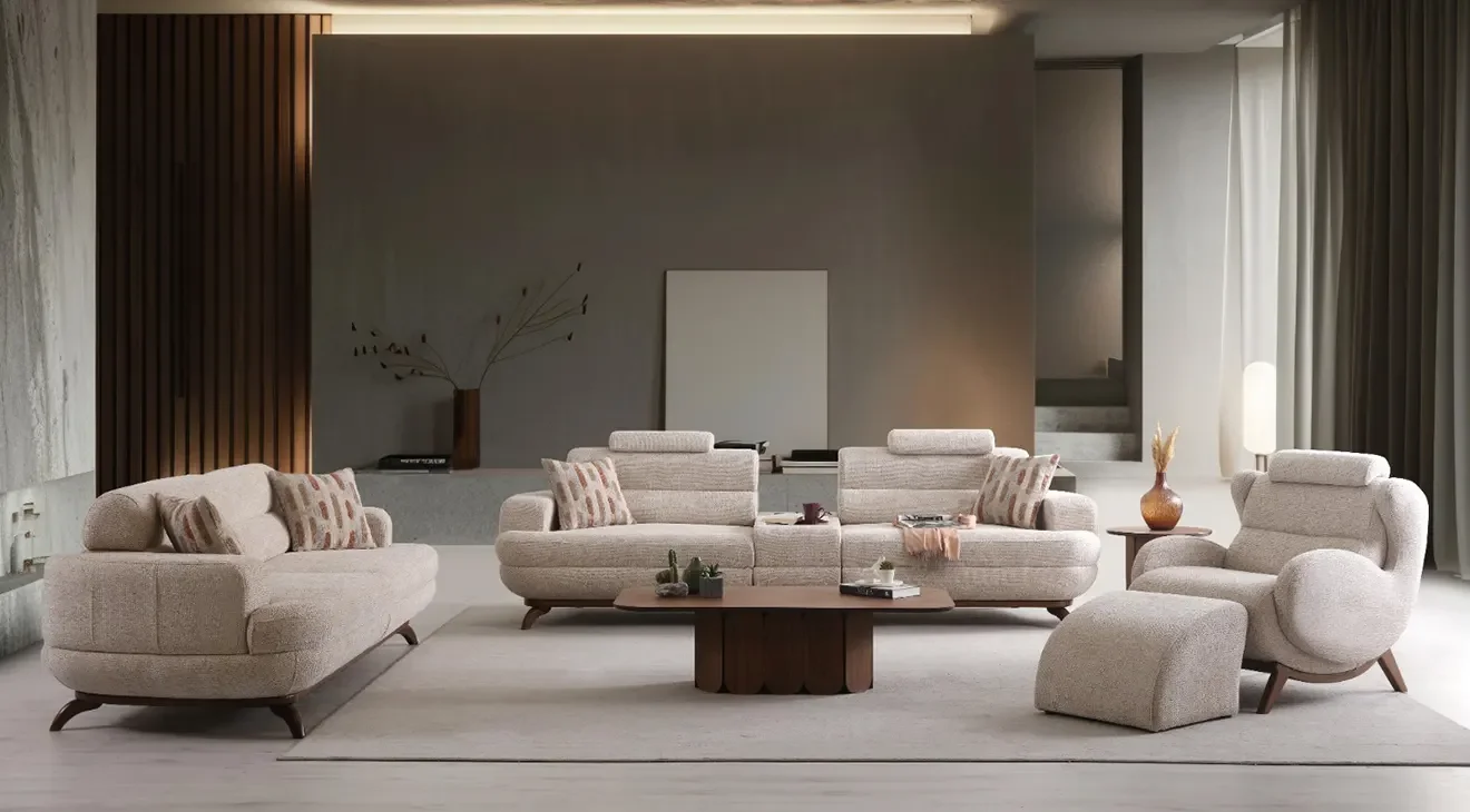 Napoli Ahşap Ayaklı Koltuk Takımı