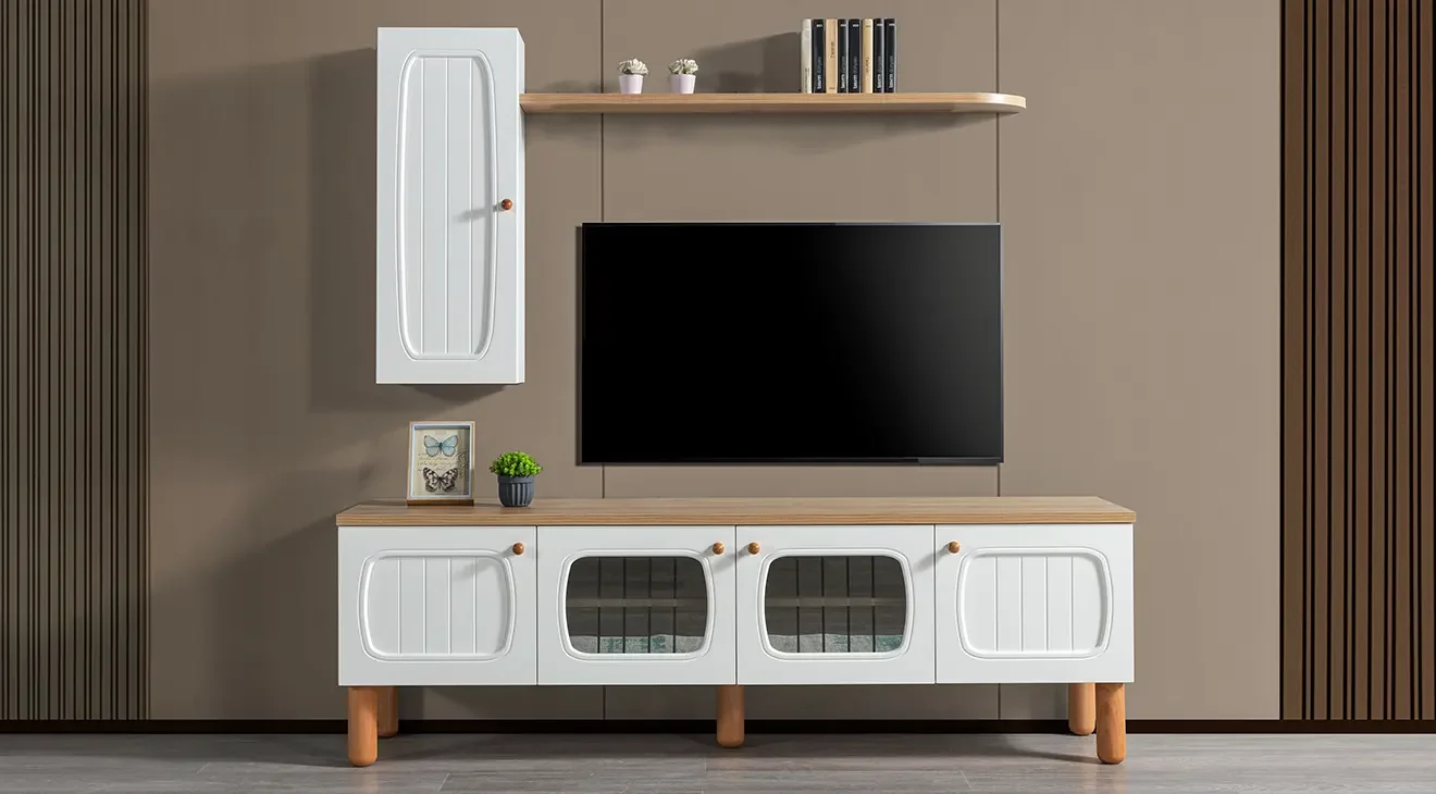 New Bohem Ahşap Ayaklı Tv Ünitesi