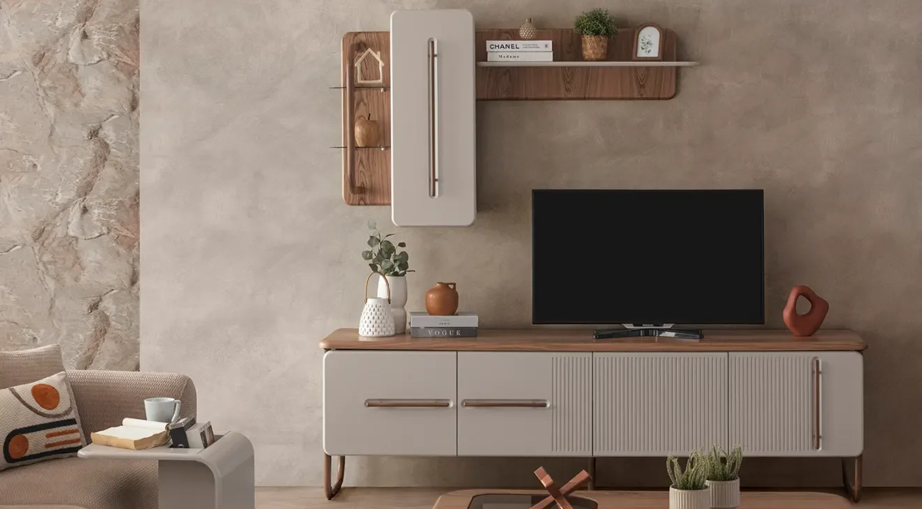 New Lotus Ahşap Ayaklı Tv Ünitesi