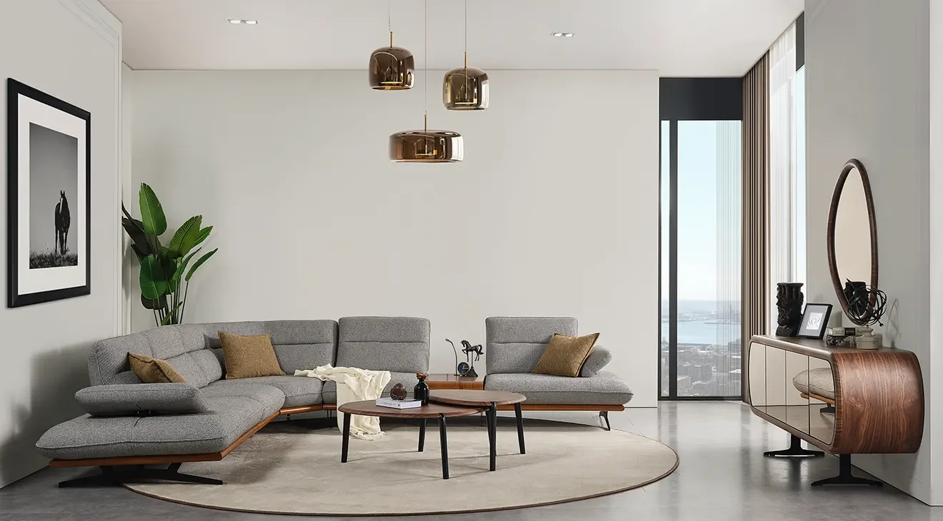 Newyork Metal Ayaklı Köşe Koltuk Takımı