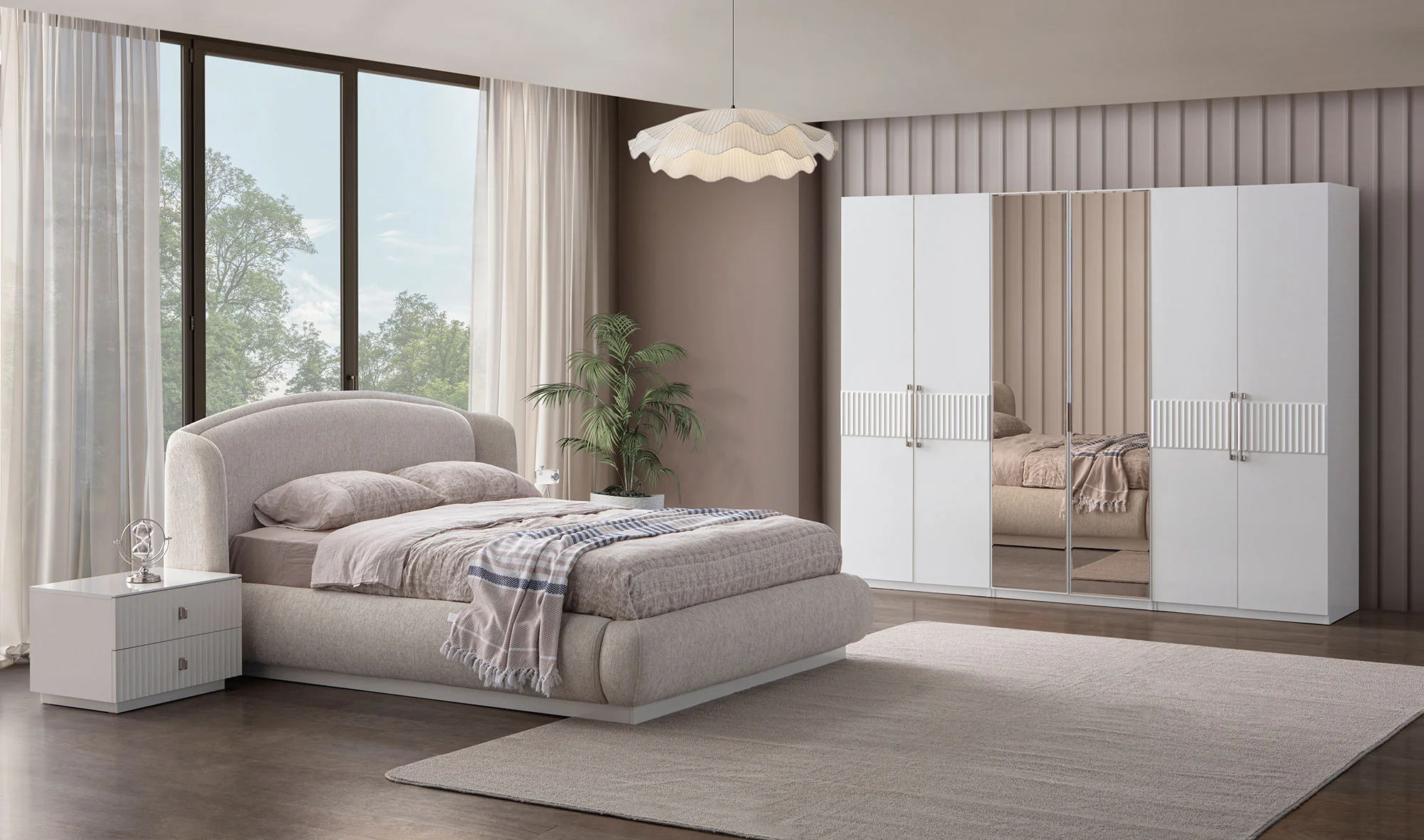 Gardrop + Karyola + Şifonyer + 2 Komodin