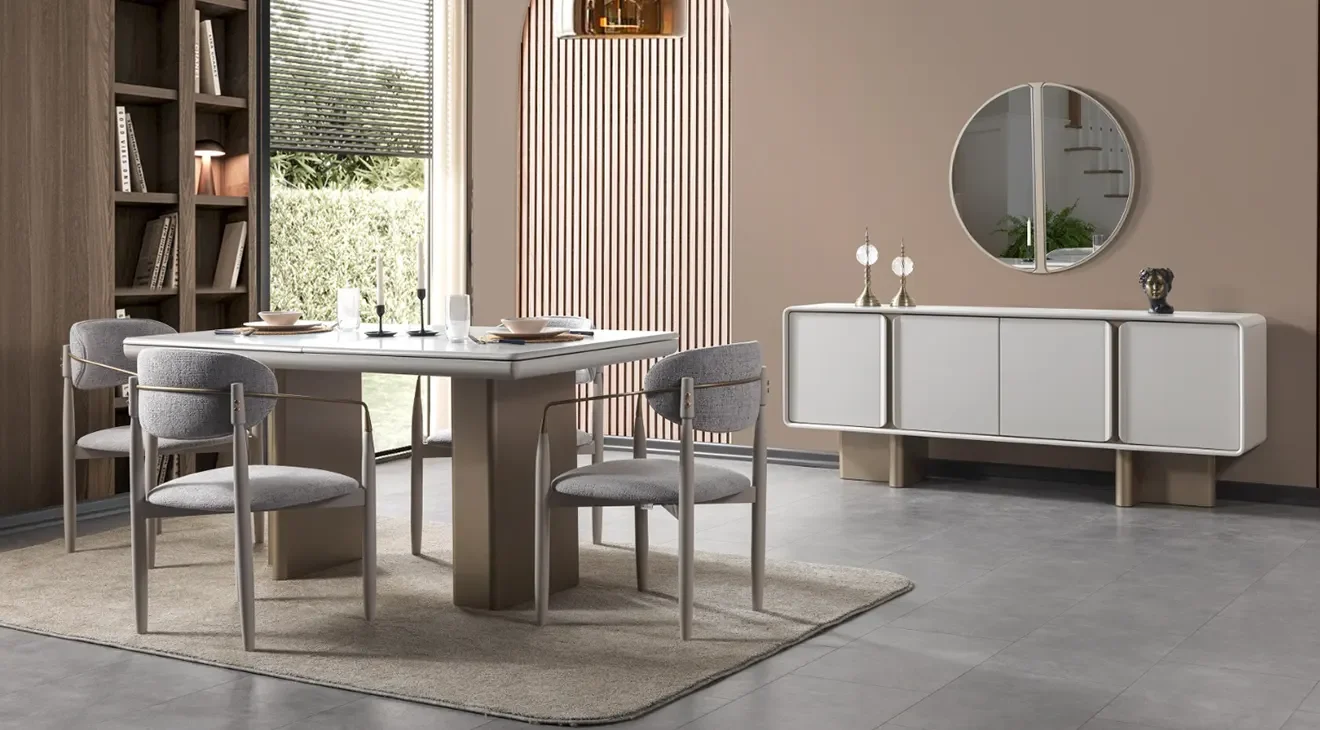 Nova Ahşap Ayaklı Modern Yemek Odası Takımı