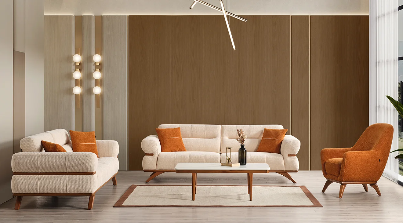 Octavia Yataklı Ahşap Ayaklı Koltuk Takımı