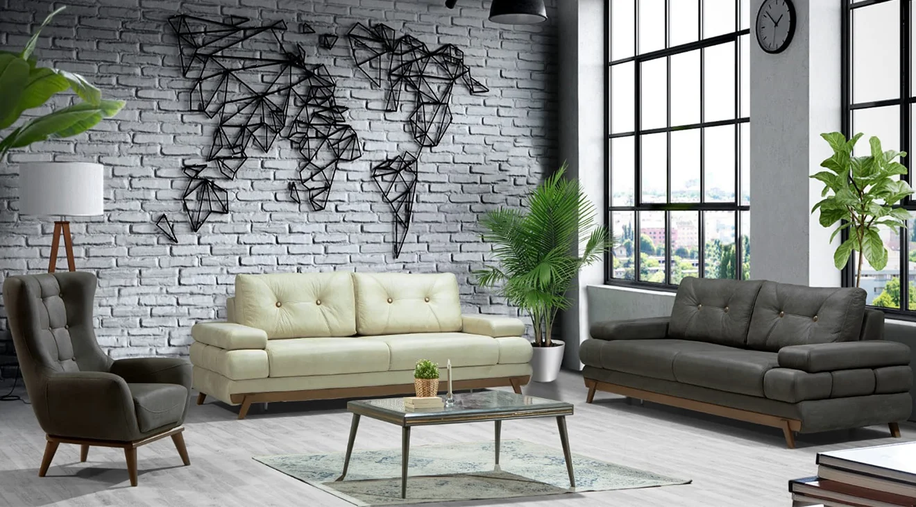 Optimus Yataklı Sandıklı Ahşap Ayaklı Koltuk Takımı