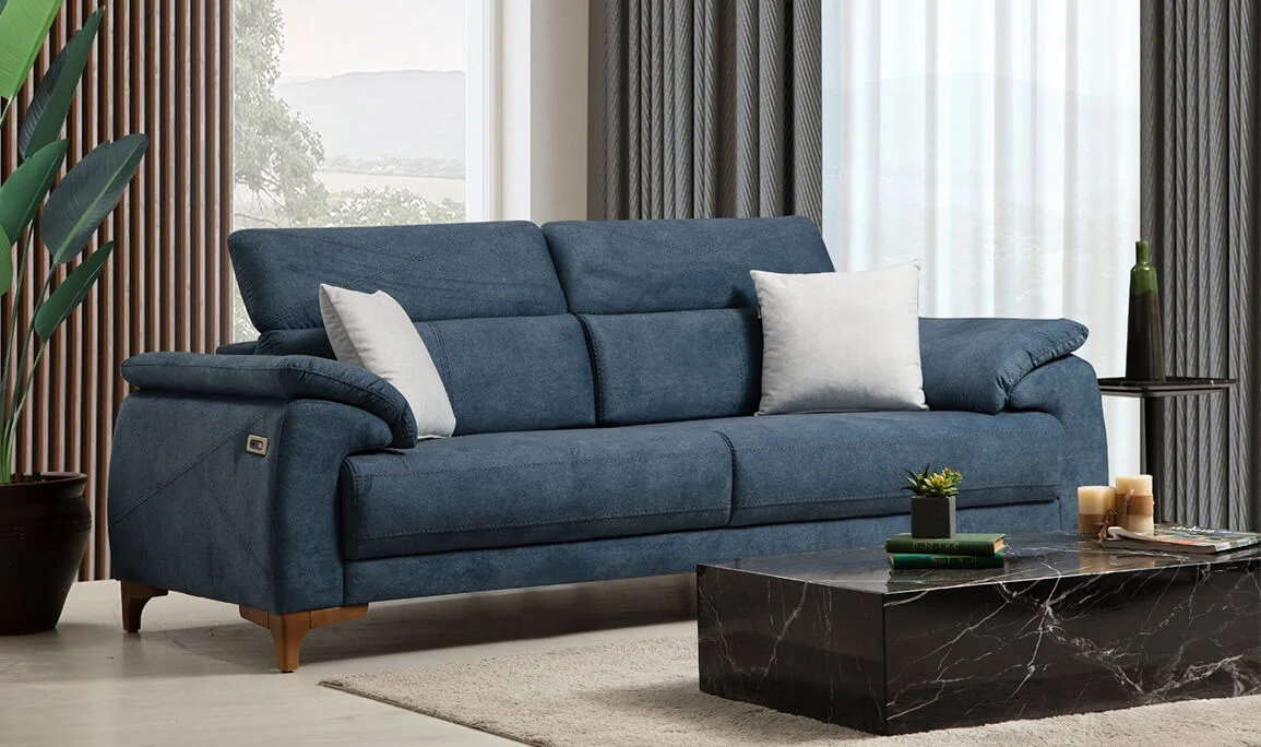 Oscar Motorisiertes Dreisitzer-Sofa Marineblau