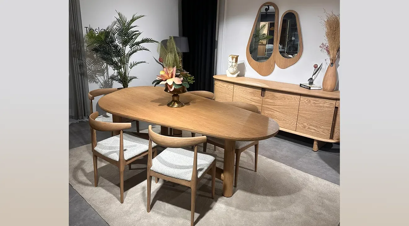 Oslo Ceviz Ahşap Ayaklı Yemek Odası Takımı