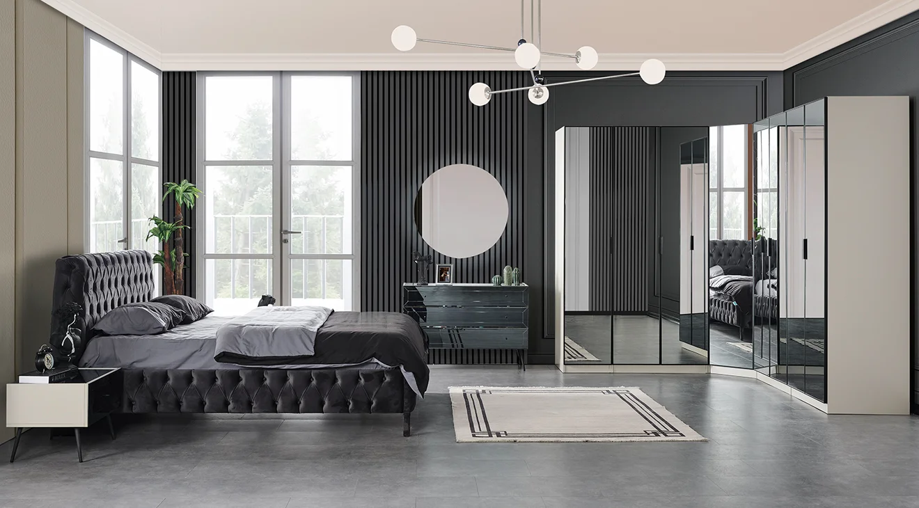 Oslo Köşe Dolaplı Yatak Odası Takımı(Krem)