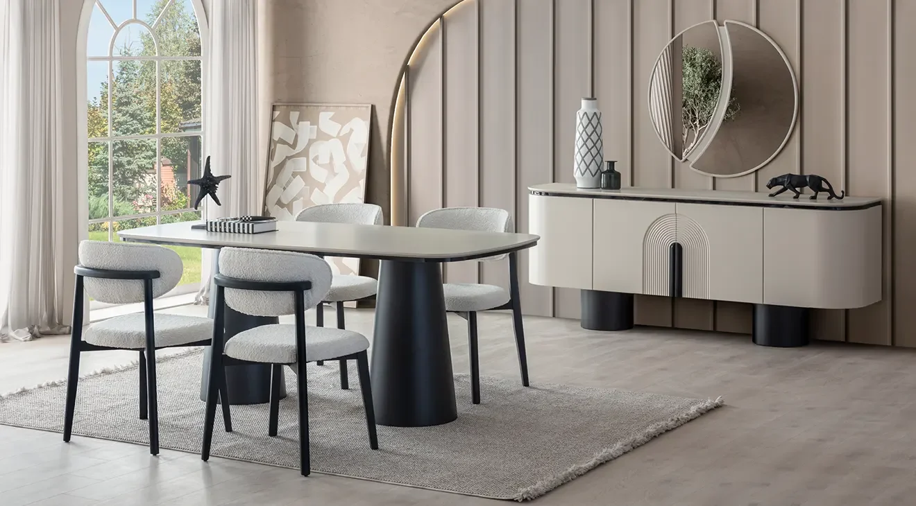 Pablo Ahşap Ayaklı Modern Yemek Odası Takımı