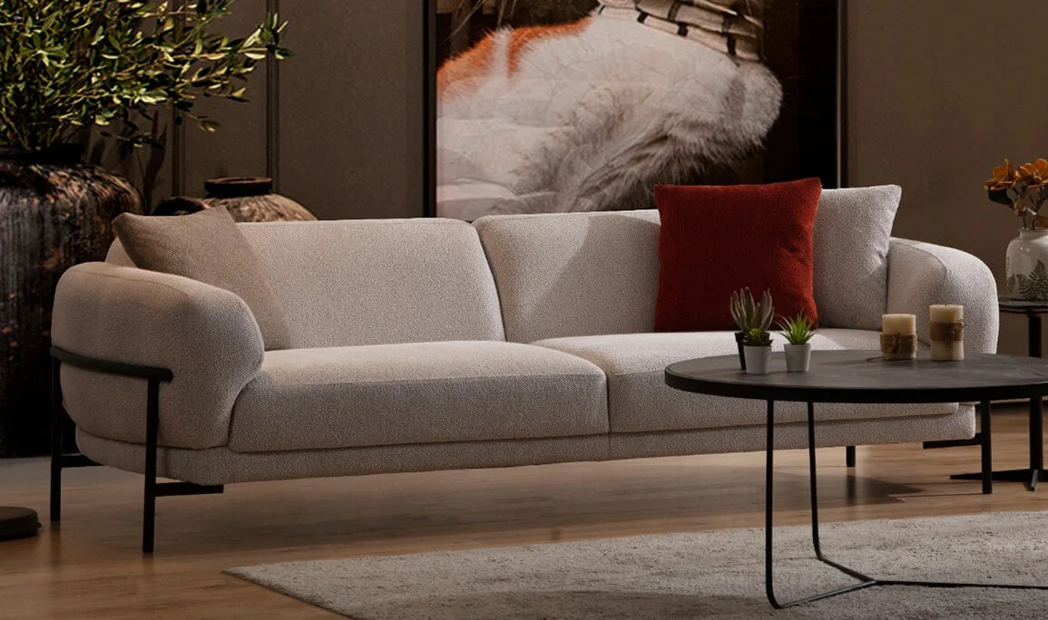 Palermo Crem Dreisitzer Sofa