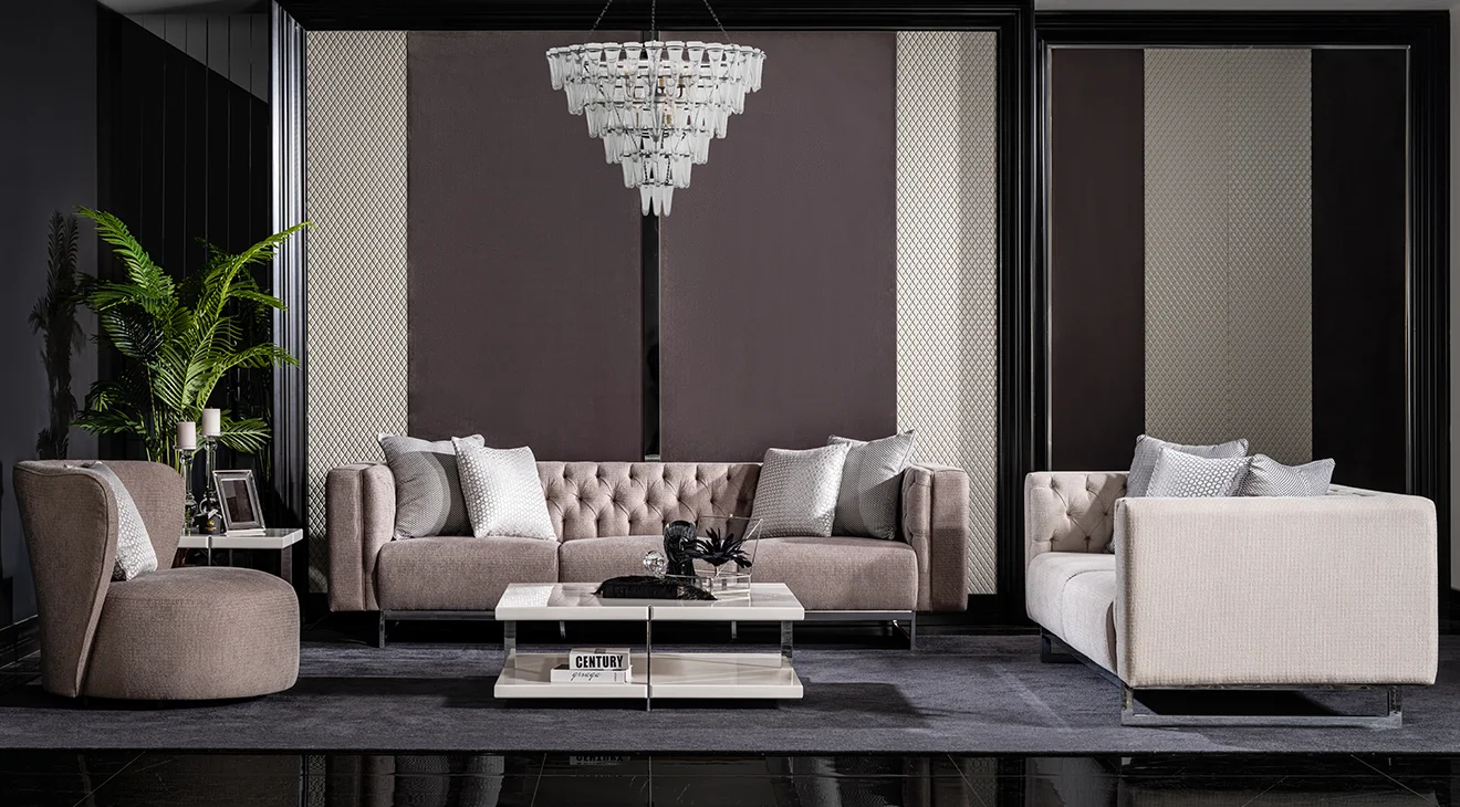 Parma Gümüş Metal Ayaklı Koltuk Takımı