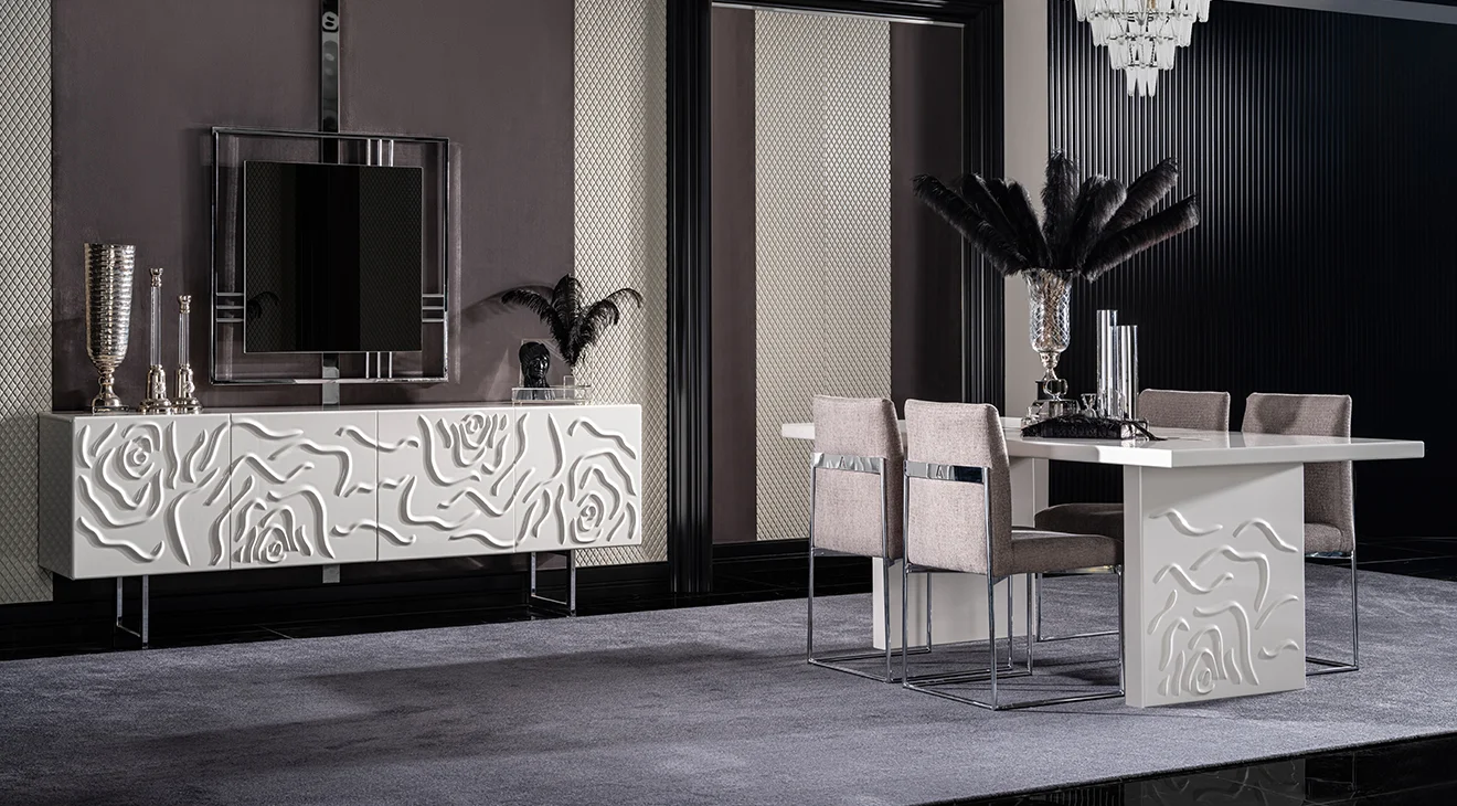 Parma Modern Metal Ayaklı Yemek Odası Takımı