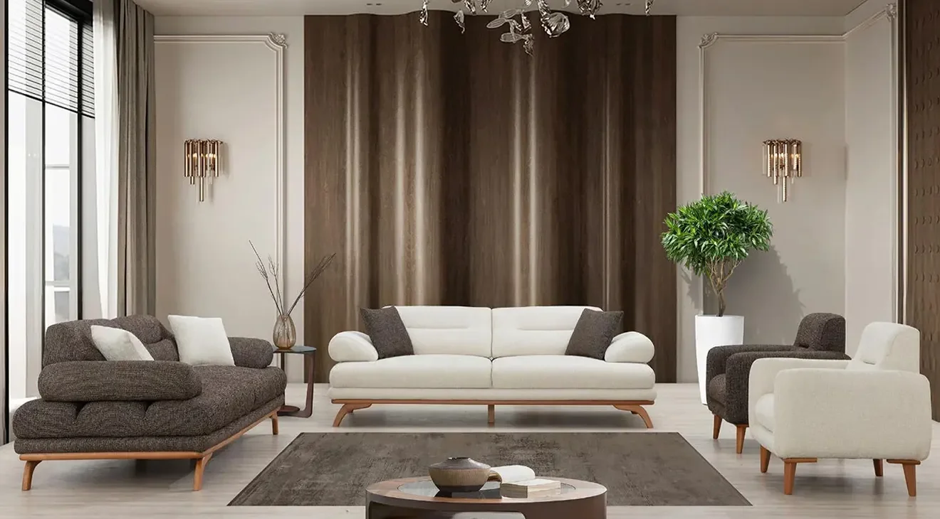 Pars Ahşap Ayaklı Yataklı Koltuk Takımı