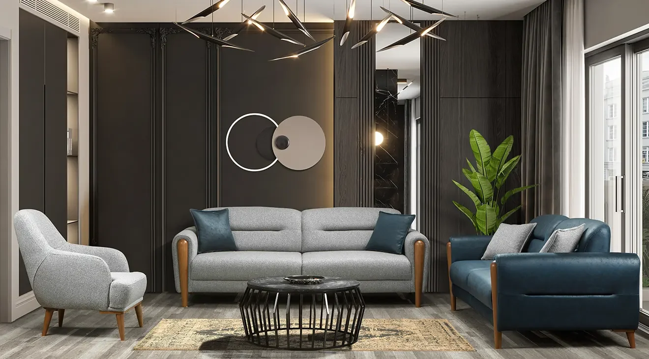 Pera Ahşap Ayaklı Yataklı Koltuk Takımı