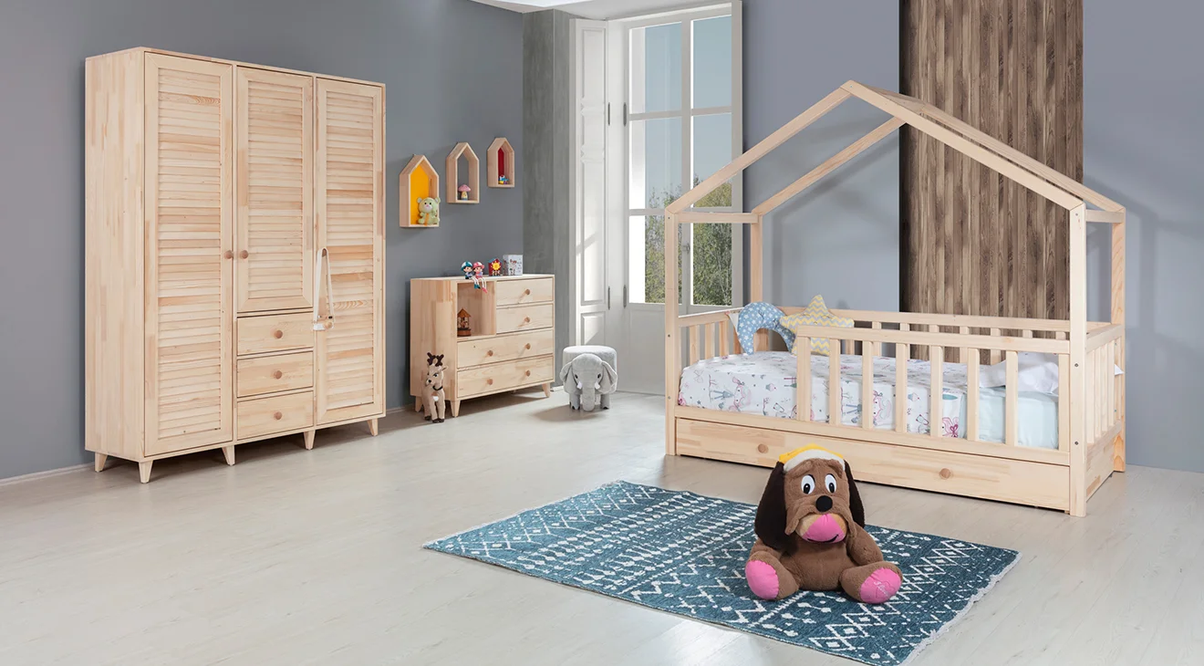 Pine 3 Kapaklı Bebek Odası Takımı