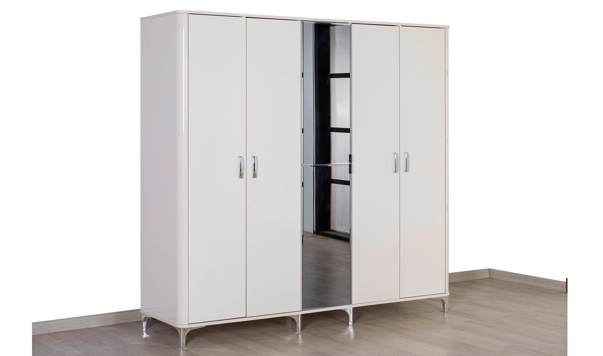 Plain 5 Kapılı Gardrop - Beyaz