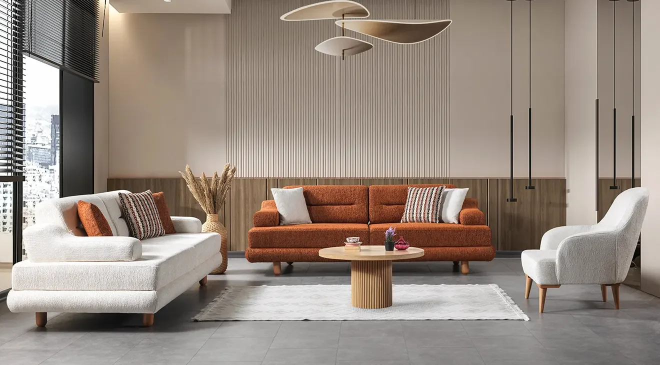 Polo Ahşap Ayaklı Sandıklı Koltuk Takımı