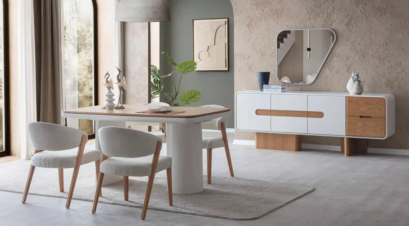 Porto Ahşap Ayaklı Yemek Odası Takımı